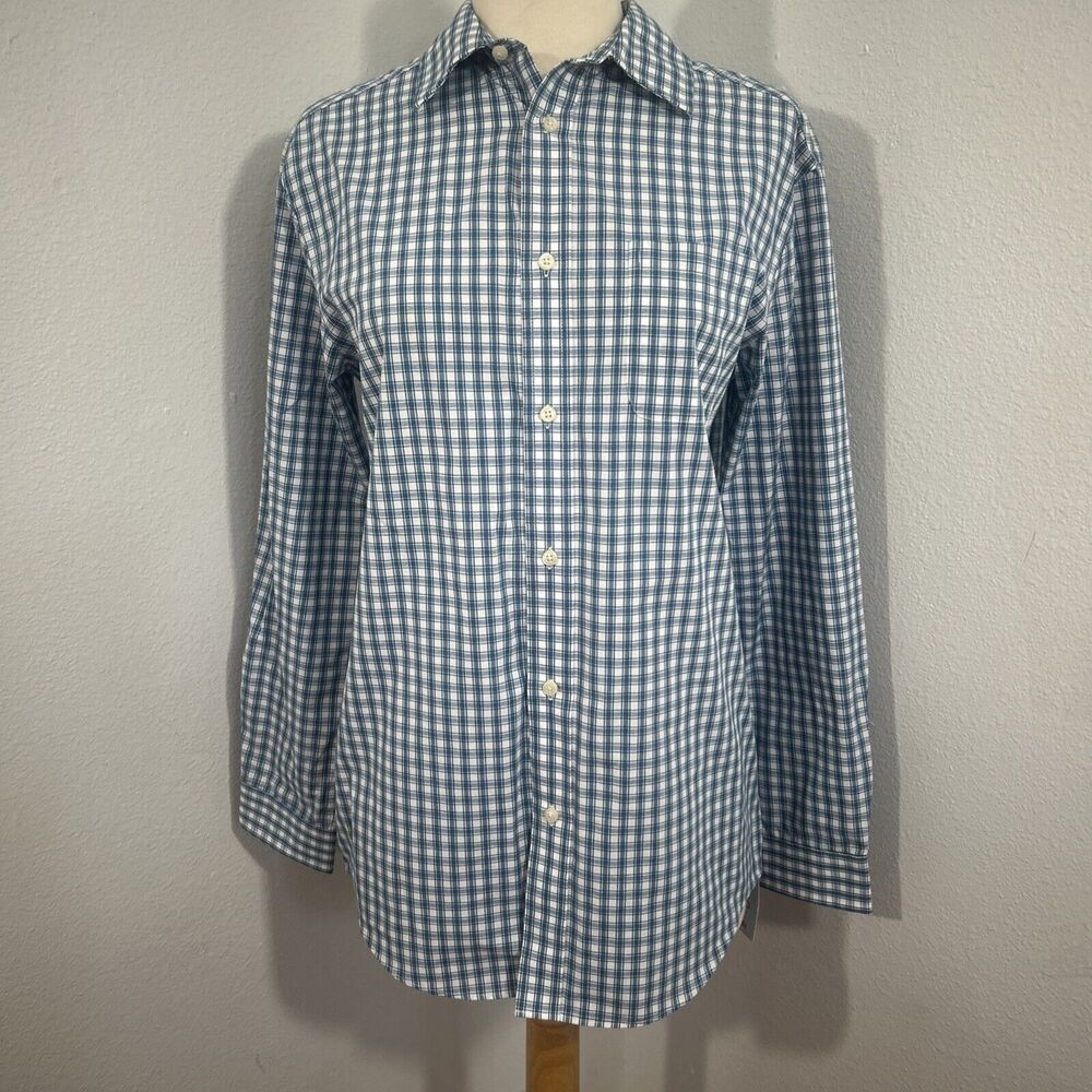 Cat Jack Shirt Boys Extra Large Teal Ckeck Plaid Button Down
